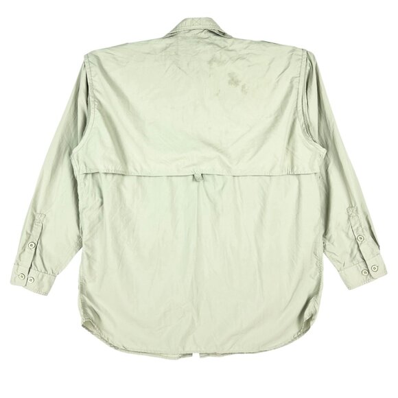 Cabelas Guidewear Men's Light Green Nylon Fishing Shirt XL Pockets & Button Tabs - Picture 2 of 7